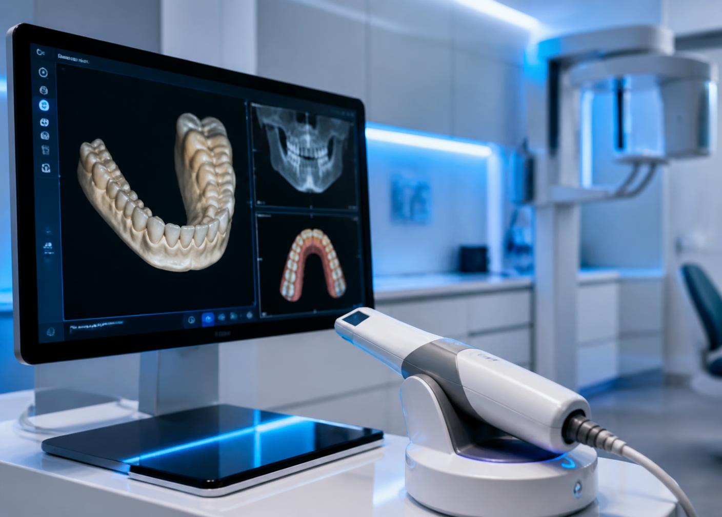 Digital scanner used to design a custom ceramic dental crown